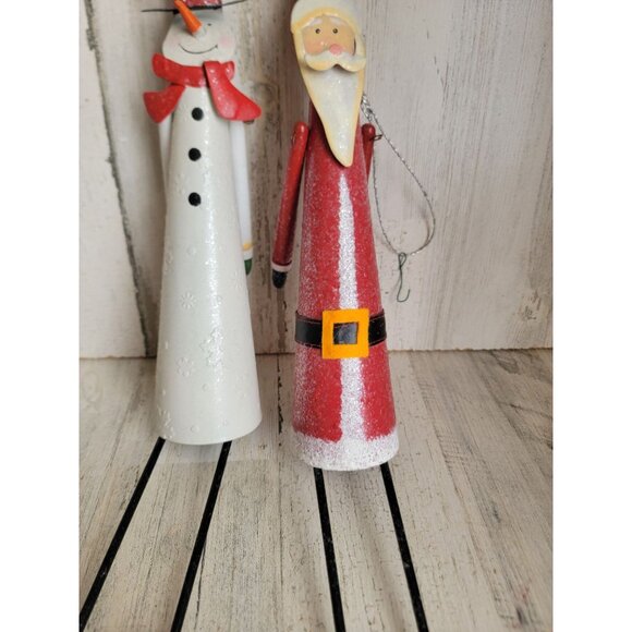 Metal long snowman Santa glitter ornament Xmas bell set unique - Picture 6 of 8